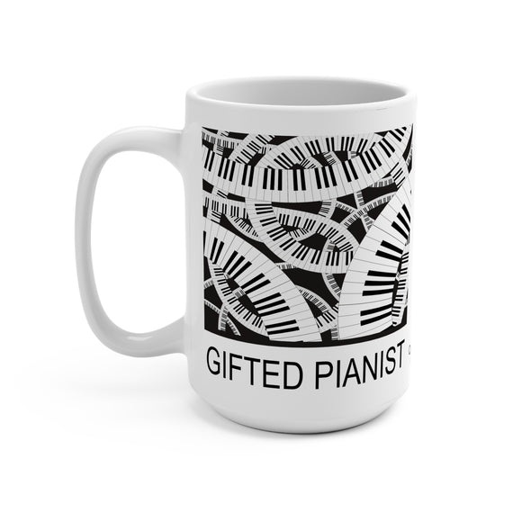 Gifted Pianist Mug 15 oz - beautiful intricate music keyboard design