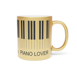 Piano Lover Metallic Mug (Silver / Gold) 11 oz beautiful piano keyboard design