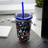 Music Notes Design 04 on Tumbler with Straw - 16oz, Perfect for Music Lovers