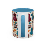 Musical Instruments Design 03 on Accent Coffee Mug - Beautiful Design for Music Lovers