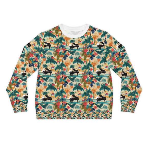 Tropical Piano Design 01 on Lightweight Sweatshirt | Music Lover's Gift