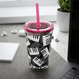 Piano Keys Design 03 on Tumbler with Straw - 16oz, Perfect for Music Lovers