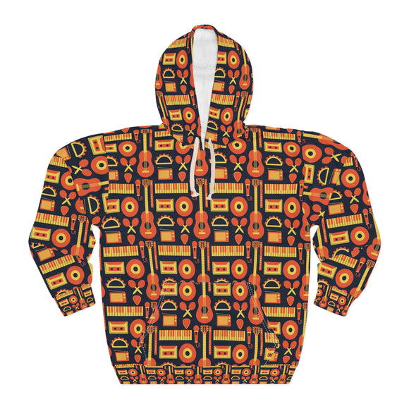 Colourful Musical Instruments Unisex Pullover Hoodie (AOP) (4)