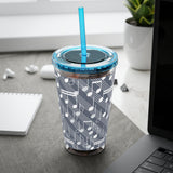 Music Notes Design 03 on Tumbler with Straw - 16oz, Perfect for Music Lovers