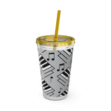Piano Keys Design 04 on Tumbler with Straw - 16oz, Perfect for Music Lovers