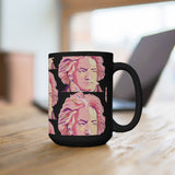 Beethoven Pattern 6 on Black Mug 15oz