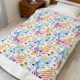 Music Notes Design 02 on Velveteen Plush Blanket for Music Lovers