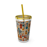 Sunsplash Musical Instruments Design 01 on Tumbler with Straw - 16oz, Perfect for Music Lovers
