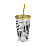 Piano Keys Design 01 on Tumbler with Straw - 16oz, Perfect for Music Lovers