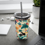 Sunsplash Tropical Piano Design 01 on Tumbler with Straw - 16oz, Perfect for Music Lovers