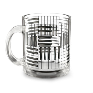 Piano Keys Design 01 on Glass Mug - 10oz Coffee Cup for Music Lovers