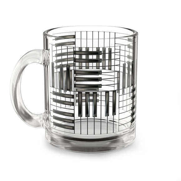 Piano Keys Design 01 on Glass Mug - 10oz Coffee Cup for Music Lovers