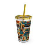 Sunsplash Musical Instruments Design 02 on Tumbler with Straw - 16oz, Perfect for Music Lovers