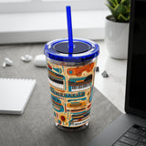 Sunsplash Musical Instruments Design 02 on Tumbler with Straw - 16oz, Perfect for Music Lovers