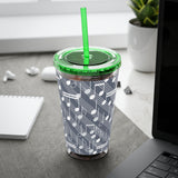 Music Notes Design 03 on Tumbler with Straw - 16oz, Perfect for Music Lovers