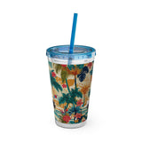 Sunsplash Tropical Piano Design 01 on Tumbler with Straw - 16oz, Perfect for Music Lovers
