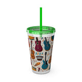 Sunsplash Musical Instruments Design 03 on Tumbler with Straw - 16oz, Perfect for Music Lovers