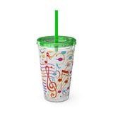 Music Notes Design 01 on Tumbler with Straw - 16oz, Perfect for Music Lovers