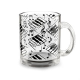 Piano Keys Design 04 on Glass Mug - 10oz Coffee Cup for Music Lovers