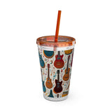 Sunsplash Musical Instruments Design 03 on Tumbler with Straw - 16oz, Perfect for Music Lovers