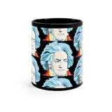 Beethoven Pattern 1 on Black mug 11oz