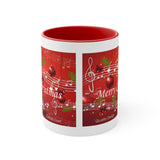 Merry Christmas Musical Notes Design on an Accent Coffee Mug, 11oz