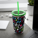 Music Notes Design 04 on Tumbler with Straw - 16oz, Perfect for Music Lovers