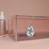 Piano Keys Design 01 on Oval Necklace - Silver Teardrop Pendant
