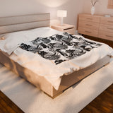 Piano Keys Design 02 on Velveteen Plush Blanket for Music Lovers