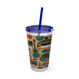 Sunsplash Musical Instruments Design 02 on Tumbler with Straw - 16oz, Perfect for Music Lovers