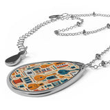 Musical Instruments Design 01 on Oval Necklace - Silver Teardrop Pendant