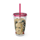 Beethoven Design 02 on Tumbler with Straw - 16oz, Perfect for Music Lovers
