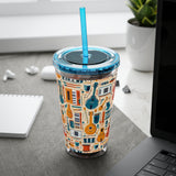 Sunsplash Musical Instruments Design 01 on Tumbler with Straw - 16oz, Perfect for Music Lovers