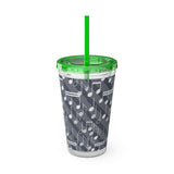 Music Notes Design 03 on Tumbler with Straw - 16oz, Perfect for Music Lovers