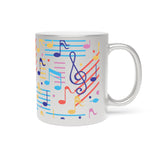 Musical Notes Design 02 on Metallic Mug (Silver / Gold) 11 oz Beautiful Design For Music Lovers