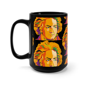 Beethoven Pattern 4 on Black Mug 15oz