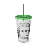 Mozart Sketch Design on Tumbler with Straw - 16oz, Perfect for Music Lovers