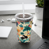 Sunsplash Tropical Piano Design 01 on Tumbler with Straw - 16oz, Perfect for Music Lovers