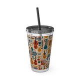 Sunsplash Musical Instruments Design 01 on Tumbler with Straw - 16oz, Perfect for Music Lovers