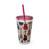 Sunsplash Musical Instruments Design 03 on Tumbler with Straw - 16oz, Perfect for Music Lovers