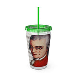 Mozart and Manuscript Design on Tumbler with Straw - 16oz, Perfect for Music Lovers