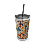 Sunsplash Musical Instruments Design 01 on Tumbler with Straw - 16oz, Perfect for Music Lovers