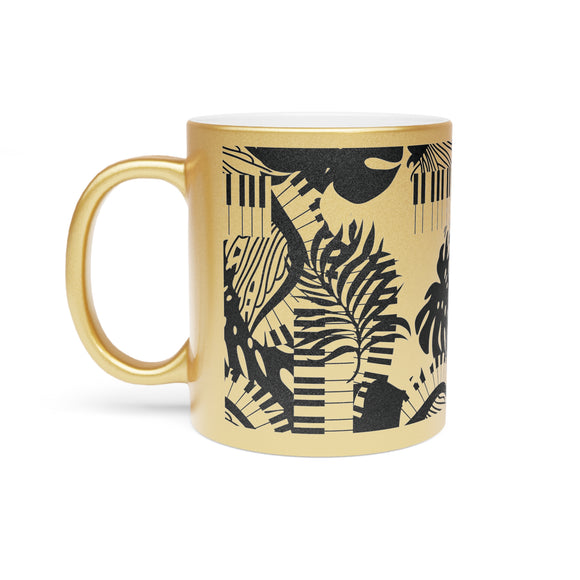Piano Keys Design 02 on Metallic Mug (Silver / Gold) 11 oz Beautiful Design For Music Lovers