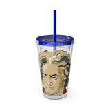 Beethoven Design 02 on Tumbler with Straw - 16oz, Perfect for Music Lovers