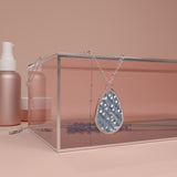 Music Notes Design 03 on Oval Necklace - Silver Teardrop Pendant