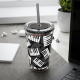 Piano Keys Design 03 on Tumbler with Straw - 16oz, Perfect for Music Lovers