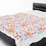 Music Notes Design 01 on Velveteen Plush Blanket for Music Lovers