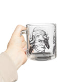 Mozart Sketch Design on Glass Mug - 10oz Coffee Cup for Music Lovers