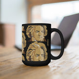 Beethoven Pattern 2 on Black Mug 15oz