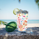 Music Notes Design 01 on Tumbler with Straw - 16oz, Perfect for Music Lovers